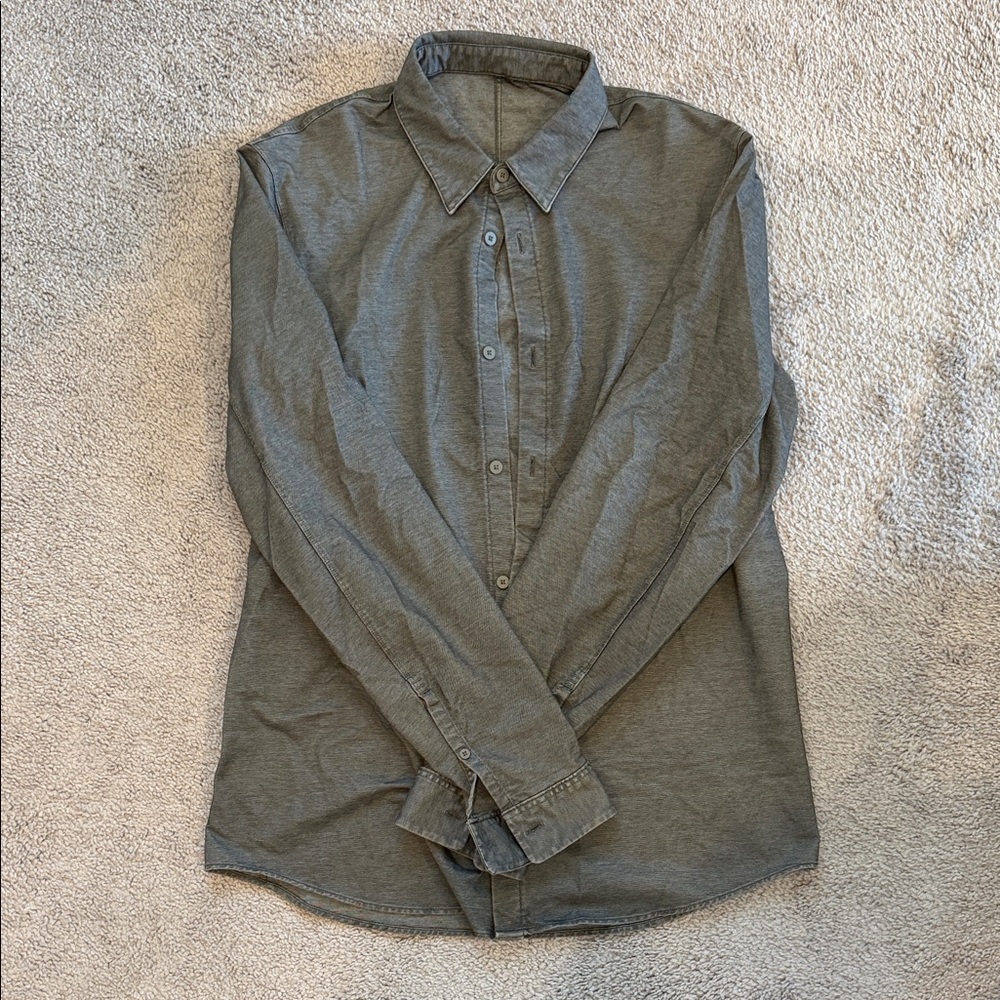 Men's Lululemon Charcoal Grey Button-Up Shirt